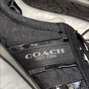 Coach Black and Silver Sneakers with Suede Finish